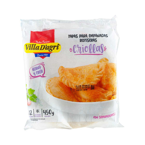 Tapas de Empanadas Villa D'agri Criolla (18 un.) 500gr